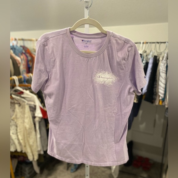 Champion Tops - Champion Paint Splatter Logo Tee Purple